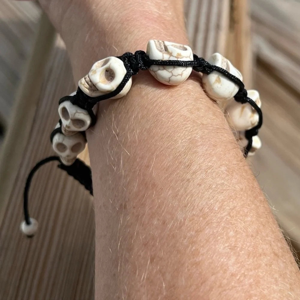 - Mexican Skull Orange Macrame Bracelet! NEW!